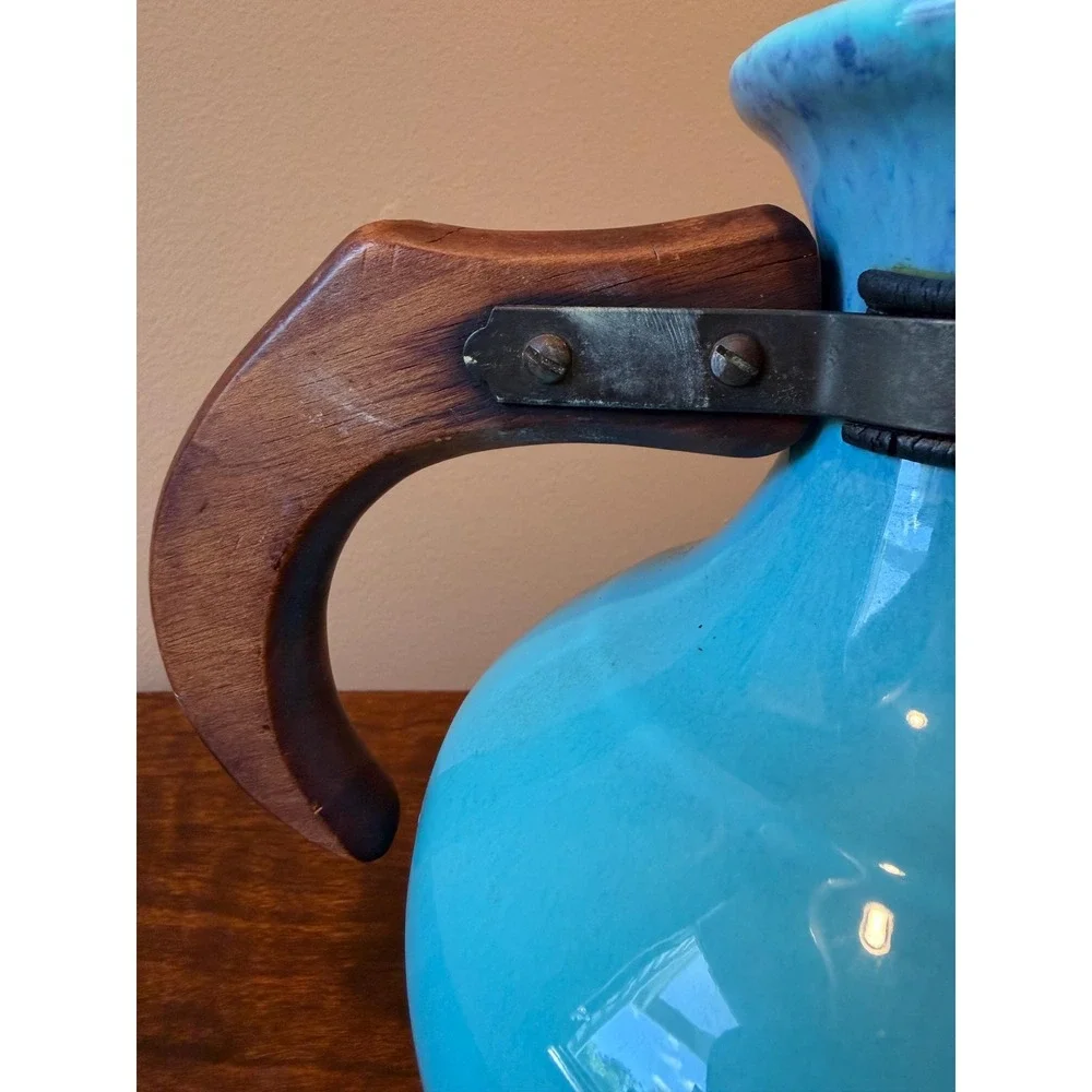 Vintage Gladding McBean El Patio Glacial Blue Drip Glaze Coffee Carafe